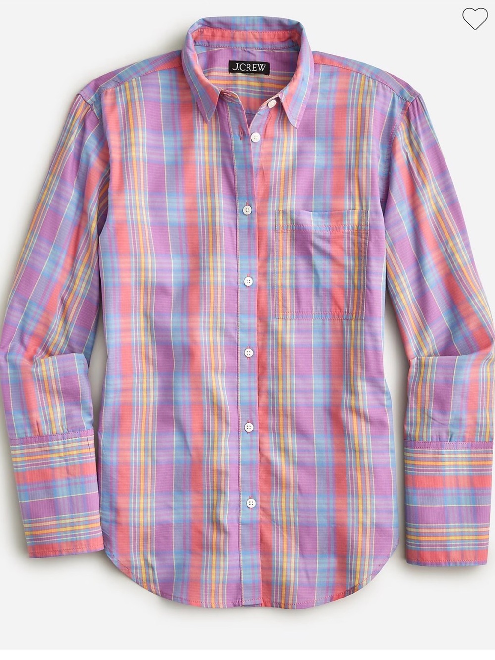 🌸J Crew  Garçon Cotton Voile Button Up Shirt In Vibrant Sunset Plaid